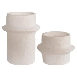 Kerzenhalter-Set „Bianco Duo“ – Zement in Weiß