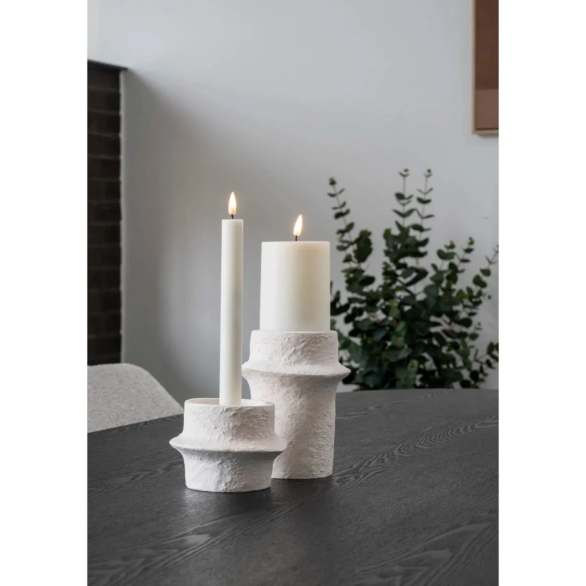 Kerzenhalter-Set „Bianco Duo“ – Zement in Weiß