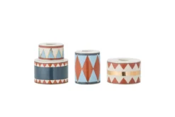 Kerzenhalter-Set Druma – Steingut, bunt (3er-Set)