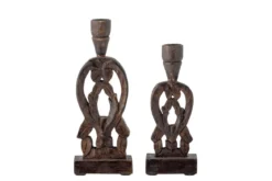 Kerzenhalter-Set Maro – handgeschnitztes Mangoholz (2er-Set)