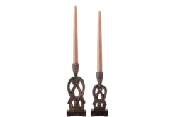 Kerzenhalter-Set Maro – handgeschnitztes Mangoholz (2er-Set)