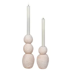 Kerzenhalter-Set „Roccia Duo“ – Zement in Beige