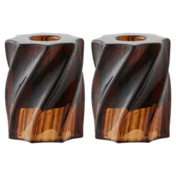 Kerzenhalter-Set „Smokaro“ – Glas in Rauchbraun (2er-Set)