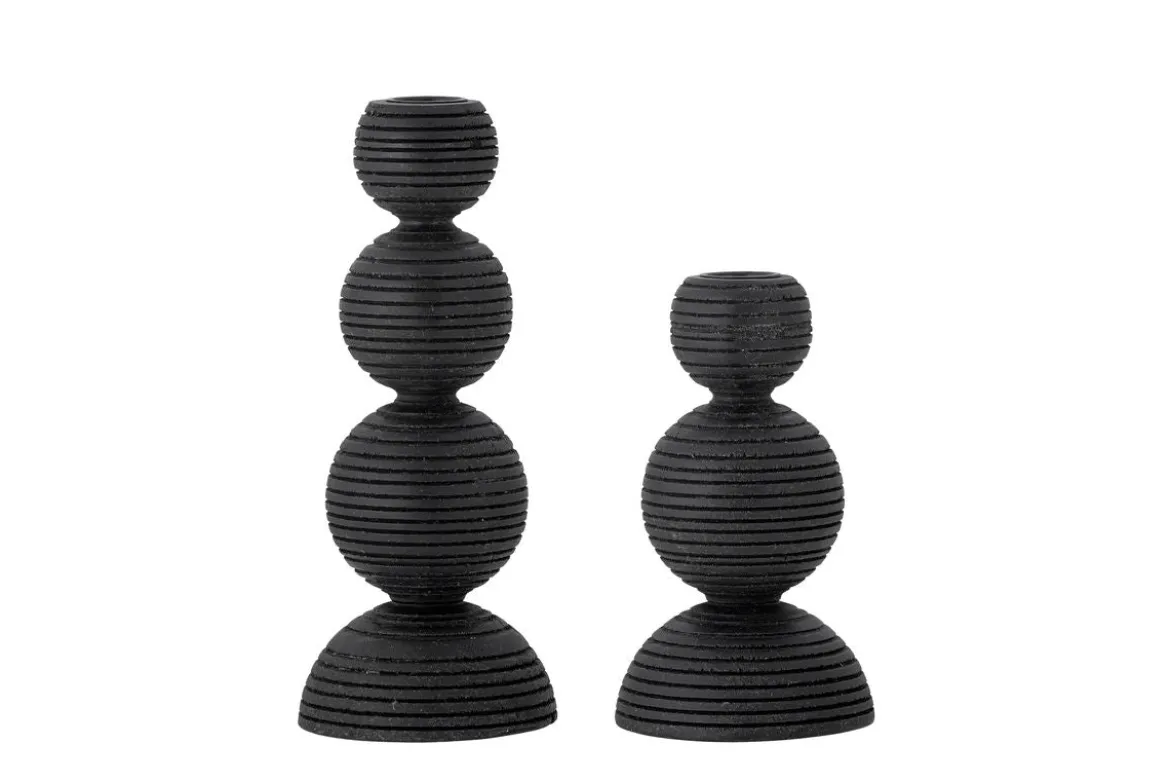 Kerzenhalter-Set Sore – Schwarz lackiertes Kiefernholz (2er-Set)