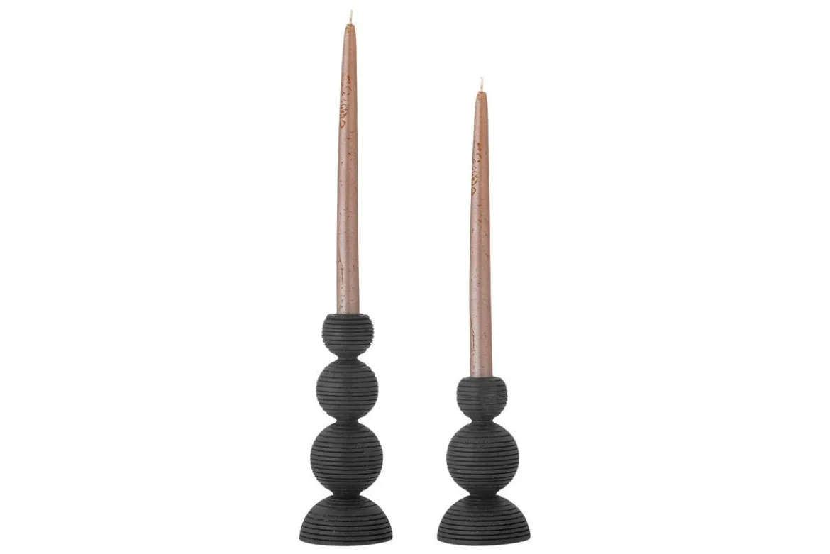 Kerzenhalter-Set Sore – Schwarz lackiertes Kiefernholz (2er-Set)
