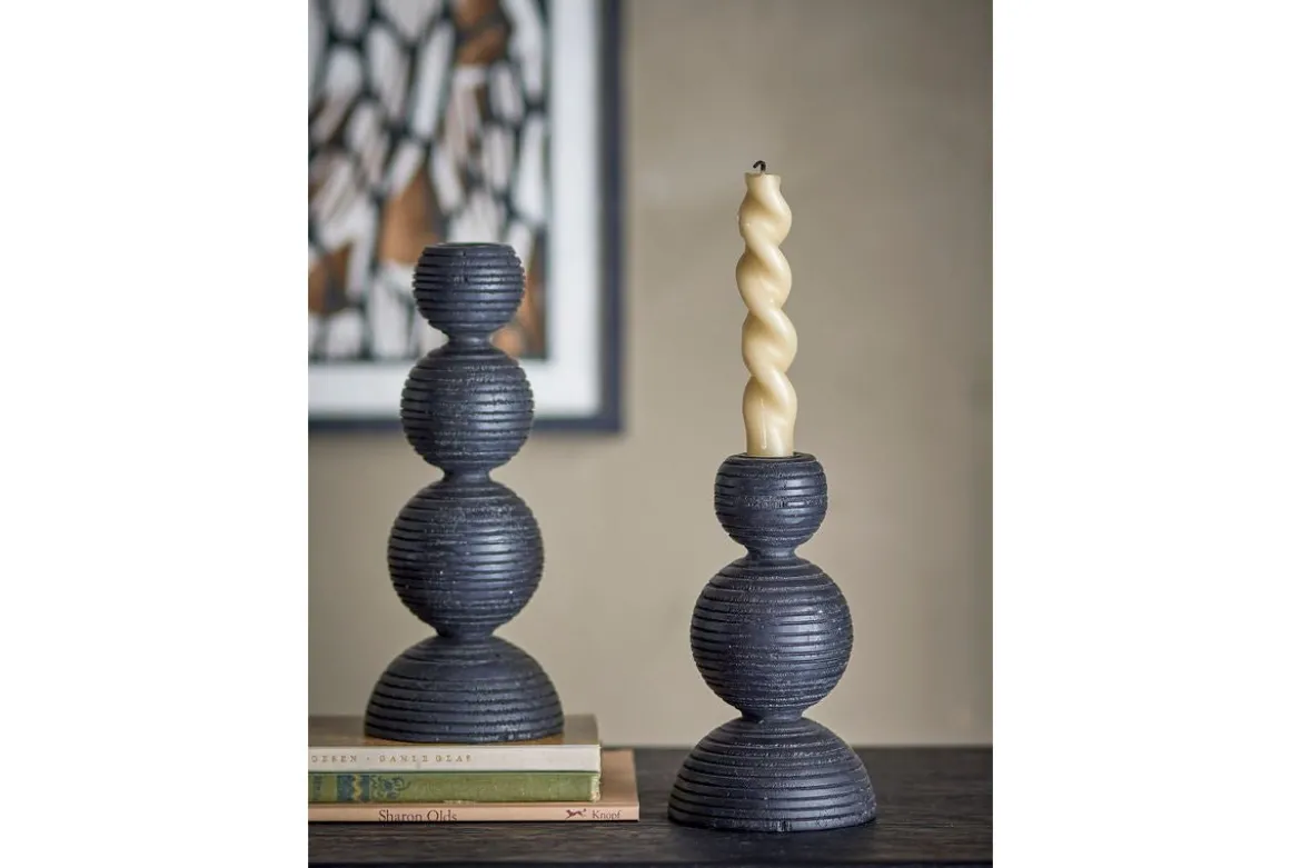 Kerzenhalter-Set Sore – Schwarz lackiertes Kiefernholz (2er-Set)