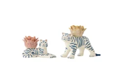Kerzenhalter-Set Tigris – handbemaltes Steingut (2er-Set)