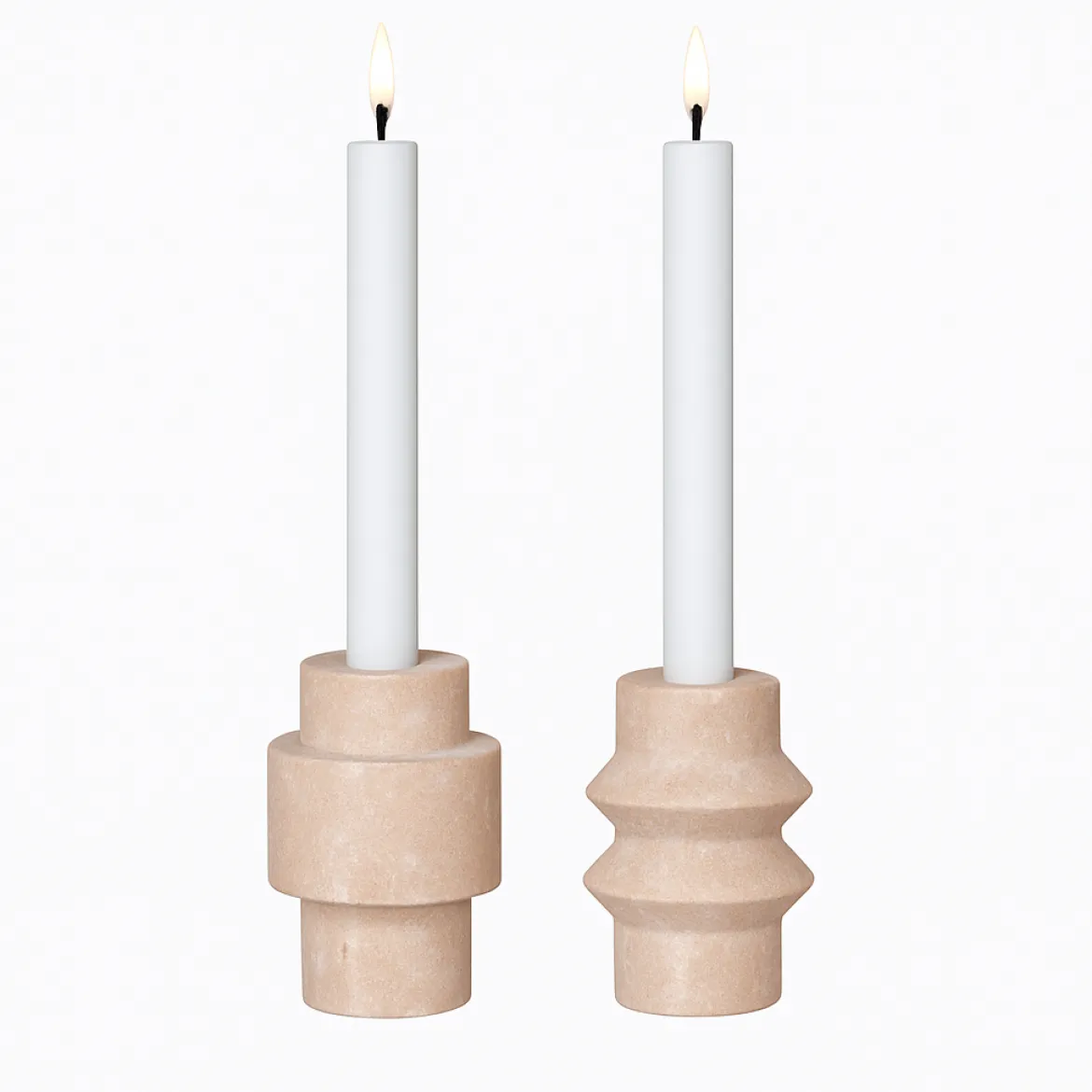 Kerzenhalter-Set "Traverno Duo" – Naturstein-Design aus Travertin