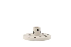 Kerzenhalter Spotty - Ø12 cm aus Steinzeug in Weiß/Schwarz