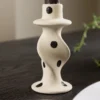 Kerzenhalter Spotty II - Ø6 cm aus Steinzeug in Weiß/Schwarz