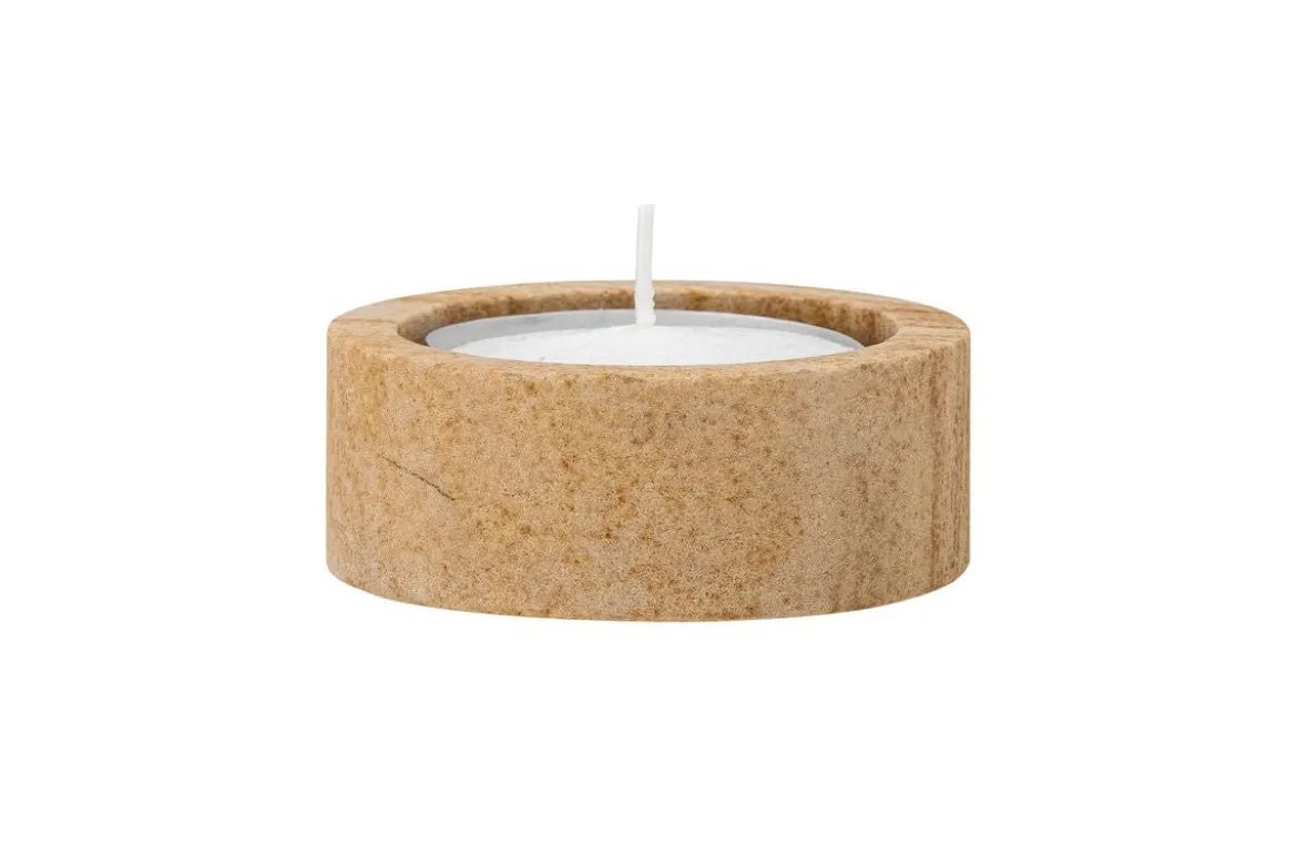 Kerzen- und Teelichthalter Birki - Braun aus Sandstein