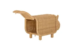 Kinder Aufbewahrungshocker Dani - handgefertigtes Nashorn aus Rattan mit Stauraum