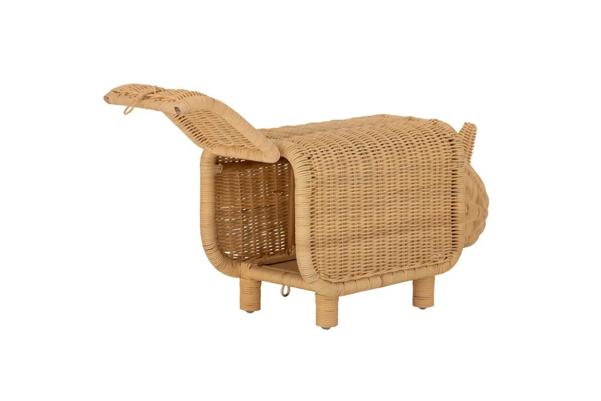 Kinder Aufbewahrungshocker Dani - handgefertigtes Nashorn aus Rattan mit Stauraum