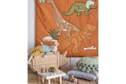 Kinder Aufbewahrungshocker Dani - handgefertigtes Nashorn aus Rattan mit Stauraum