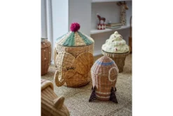 Kinder-Aufbewahrungskorb „Rocket“ mit Deckel – Naturfarbenes Rattan