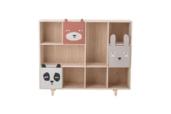 Kinder Bücherregal Alia - Holzregal mit Schubladen & Tiermotiven für Bücher & Spielzeug