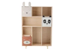 Kinder Bücherregal Alia - Holzregal mit Schubladen & Tiermotiven für Bücher & Spielzeug