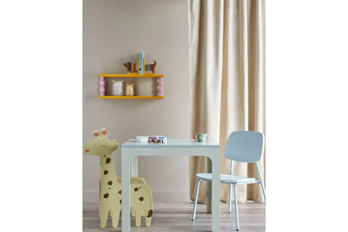 Kinder Beistelltisch Luana - Klappbarer Tisch in Grau-Beige mit lackierter Oberfläche