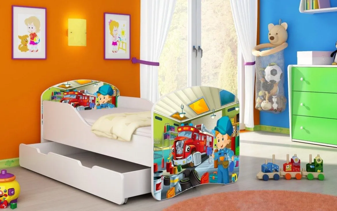 Kinderbett Luna mit Stauraum und verschiedenen Motiven