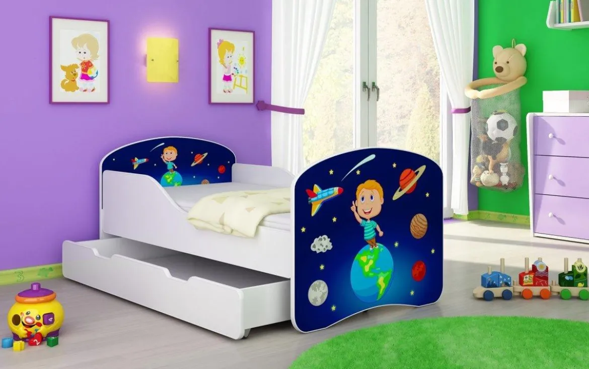 Kinderbett Luna mit Stauraum und verschiedenen Motiven