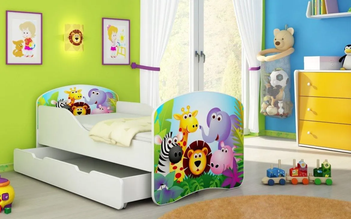 Kinderbett Luna mit Stauraum und verschiedenen Motiven