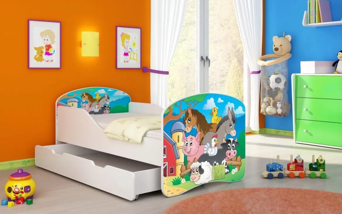 Kinderbett Luna mit Stauraum und verschiedenen Motiven