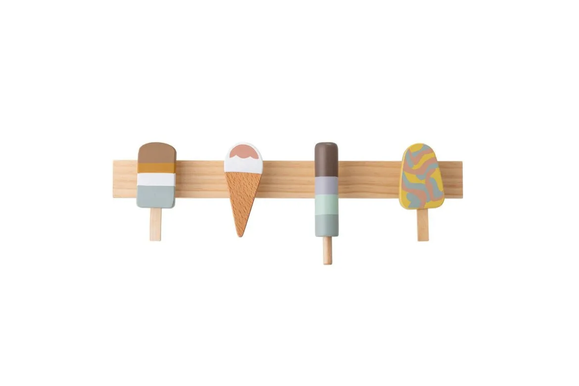 Kinder Garderobe Vika – in Holzoptik mit Eistüten-Motiv