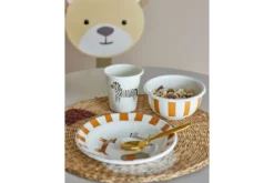 Kinder Geschirr-Set Jessi – 3-teilig in Orange mit Tieren und Streifen