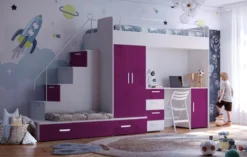 Kinderhochbett Adventure – mit zwei Schlafplätzen, Schreibtisch & viel Stauraum