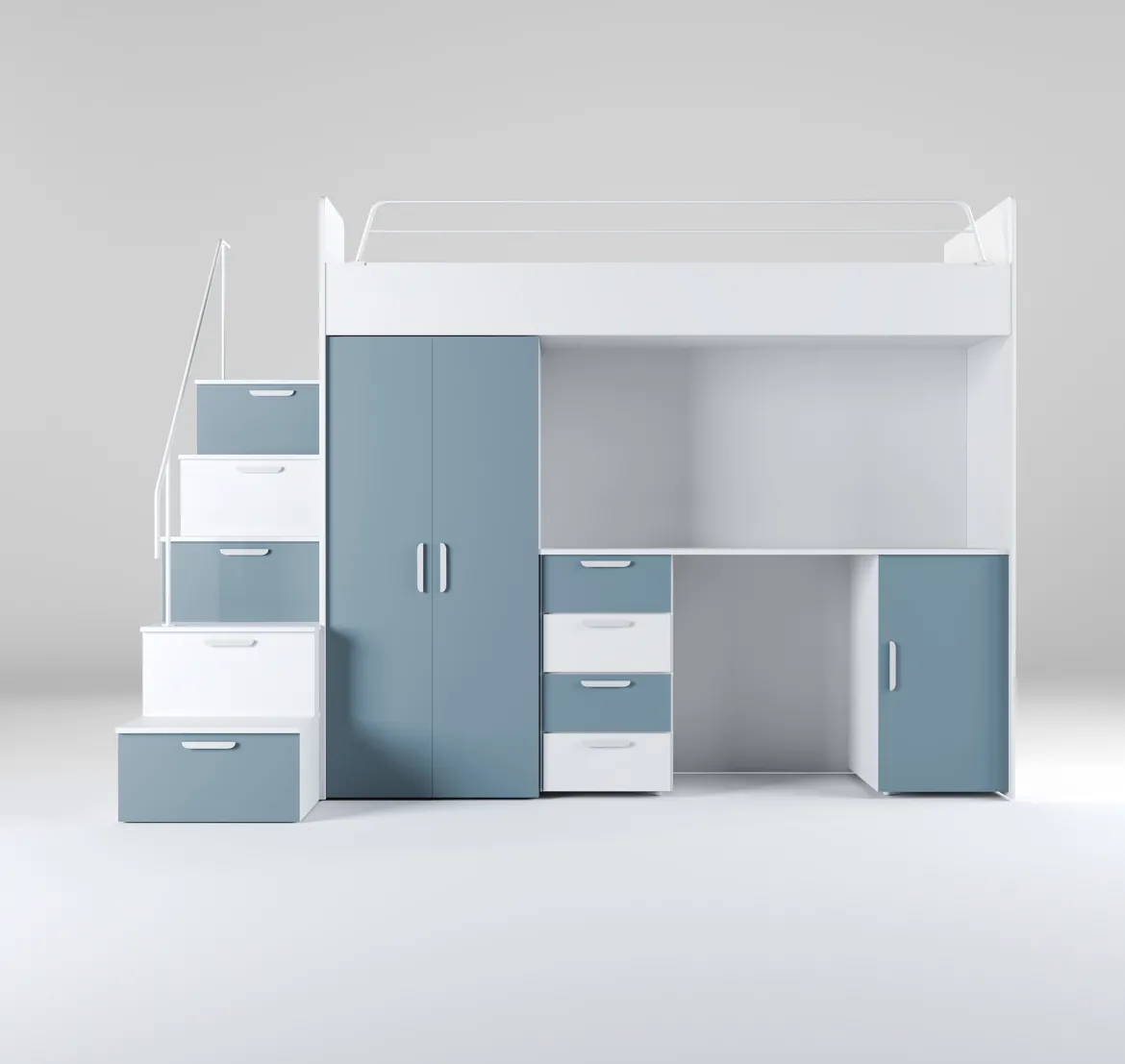 Kinderhochbett Dream Matt – mit Schreibtisch, viel Stauraum & Matratze