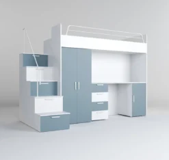 Kinderhochbett Dream Matt – mit Schreibtisch, viel Stauraum & Matratze
