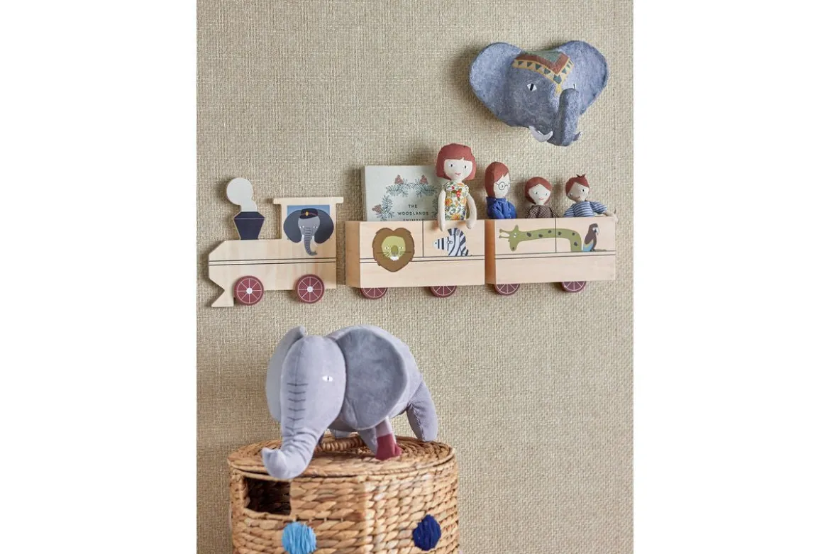 Kinderregal Ariel - Holzregal in Zugform mit Tiermotiven für Kinderzimmer