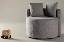 Kindersessel Lunno – Kuscheliger Teddy-Sessel in Grau