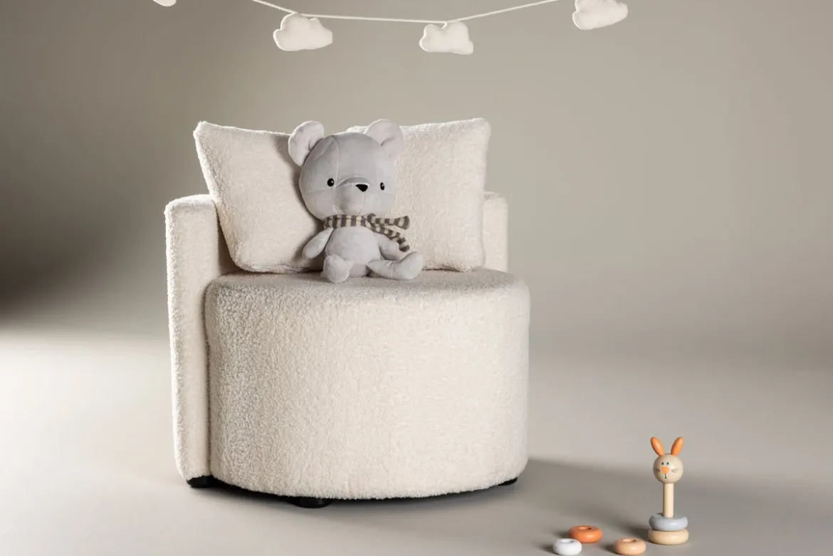 Kindersessel Lunno – Kuscheliger Teddy-Sessel in Weiß