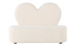 Kindersofa Miela – Herzförmiger 2-Sitzer in Weiß mit Teddybezug