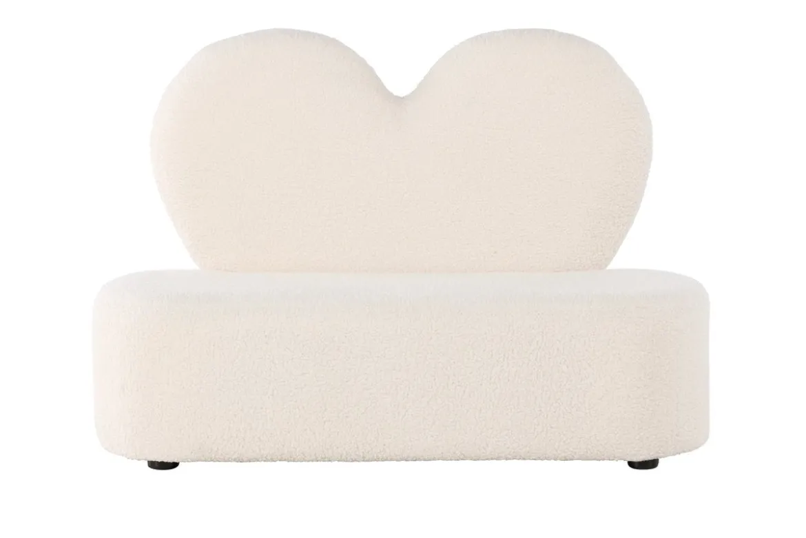 Kindersofa Miela – Herzförmiger 2-Sitzer in Weiß mit Teddybezug