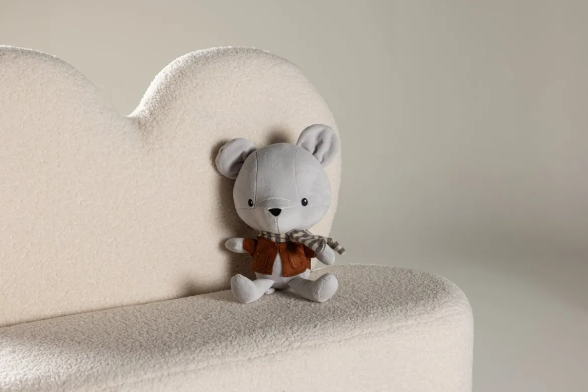 Kindersofa Miela – Herzförmiger 2-Sitzer in Weiß mit Teddybezug