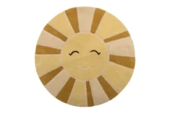 Kinder-Teppich „Sunny“ – Gelber Wollteppich mit Sonnenmotiv