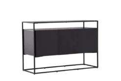 Kommode Merivo – Schwarz, Industrial Chic mit offenem Rahmen