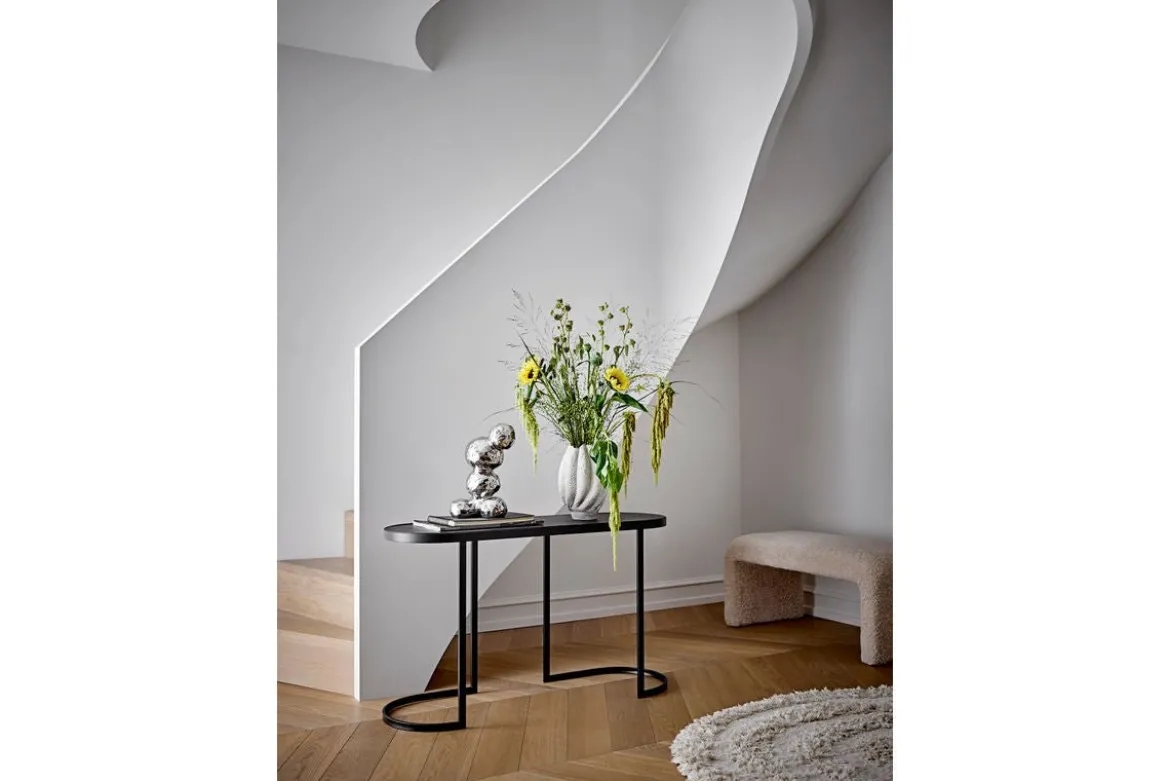 Konsolentisch Elvo – Schwarzes Metall-Design mit ovaler Tischplatte