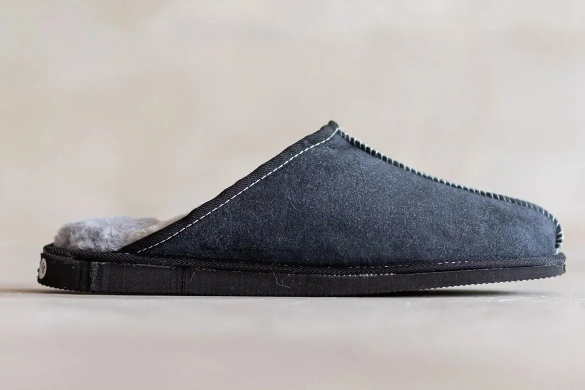 Lammfell Herren Hausschuhe Ardell – echtes Lammfell in Grau
