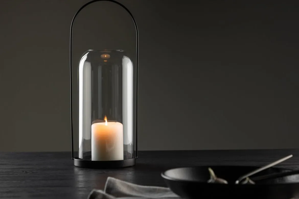 Laterne Martin - Laterne aus Glas und schwarzem Eisen in zwei verschiedenen Größen