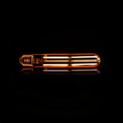 LED-Glühlampe Tavio – T32-E27 in Röhrenform mit amberfarbenem Glas