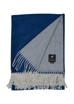 Leichte Alpaka Tagesdecke Kaia - Reine Alpakawolle in Blau - 175x135 cm