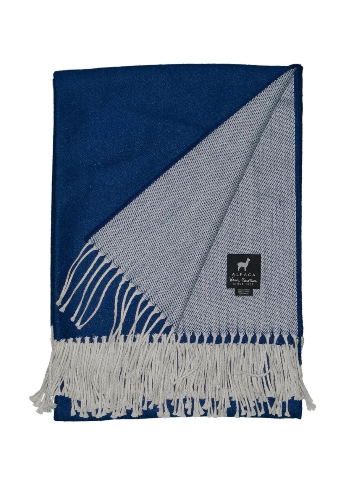 Leichte Alpaka Tagesdecke Kaia - Reine Alpakawolle in Blau - 175x135 cm