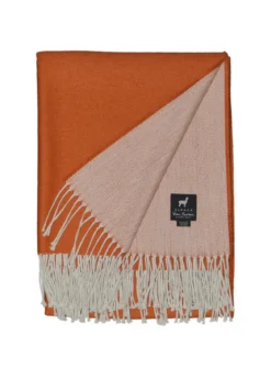 Leichte Alpaka Tagesdecke Noria - Reine Alpakawolle in Orange - 175x135 cm