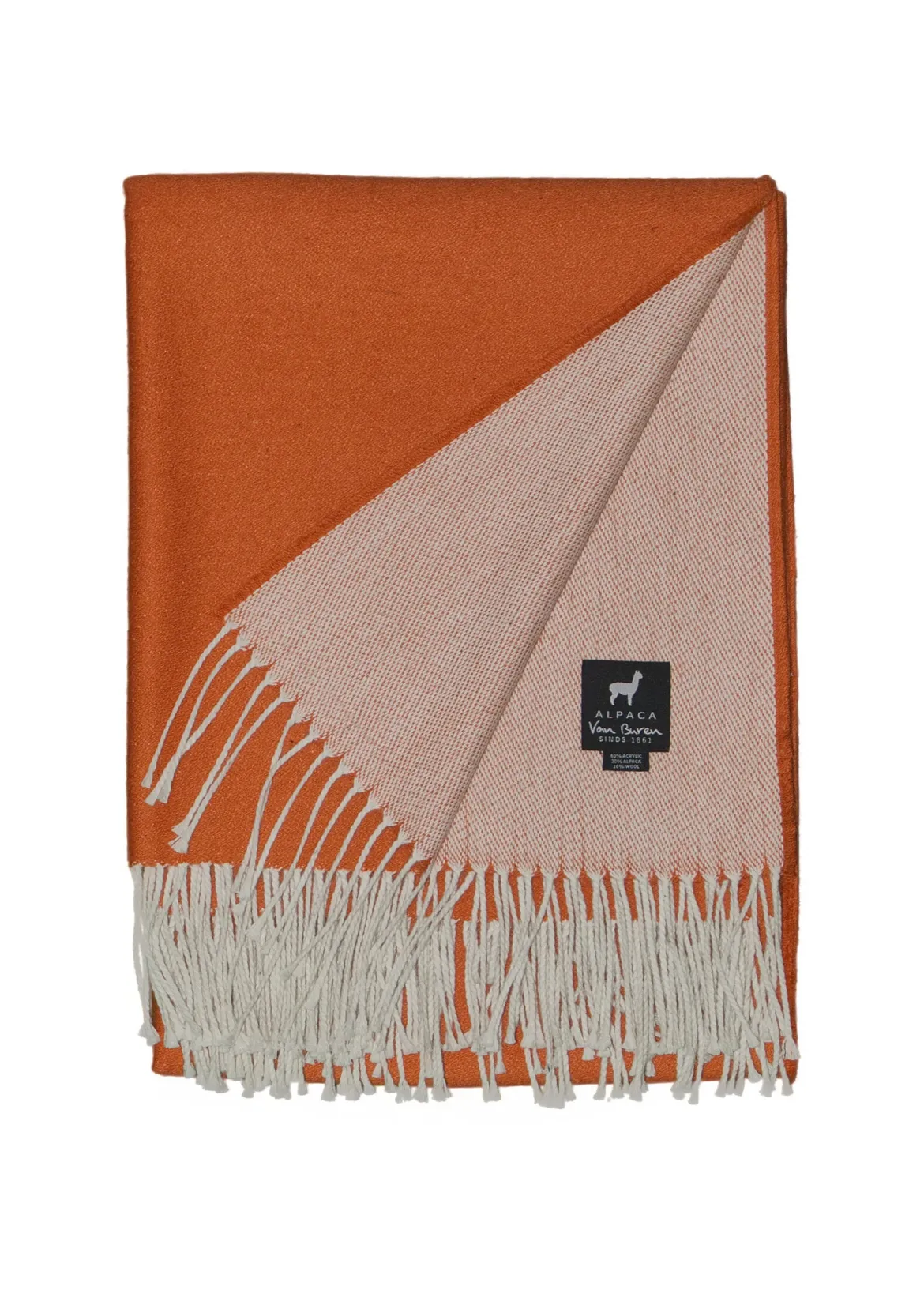 Leichte Alpaka Tagesdecke Noria - Reine Alpakawolle in Orange - 175x135 cm