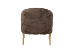 Loungesessel Ang – Kunstfell & FSC®-Holz in warmem Braunton