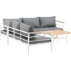Lounge Set Puerto – aus Metall mit Teakholz-Details, inkl. Kissen