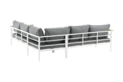 Lounge Set Puerto – aus Metall mit Teakholz-Details, inkl. Kissen